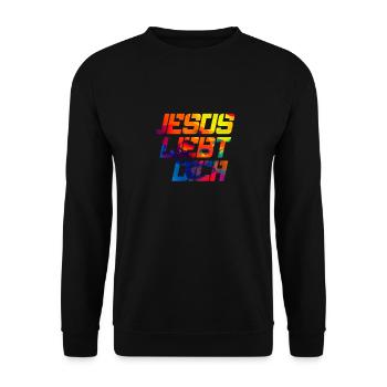 Jesus liebt dich - Unisex Pullover - Schwarz - Vorne - Alina (178cm) & Michal (187cm)
