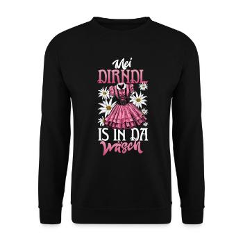 Mei Dirndl is in da Wäsch Trachtenshirt Damen - Sweat-shirt Unisexe - noir - Devant - Alina (178cm) & Michal (187cm)