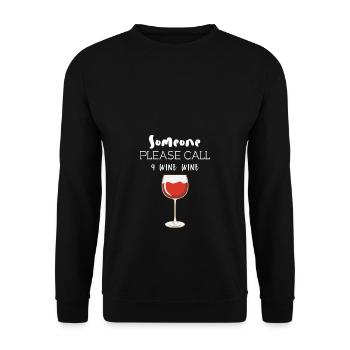 Bitte jemand 9 Wein Wein anrufen - Unisex Pullover - Schwarz - Vorne - Alina (178cm) & Michal (187cm)
