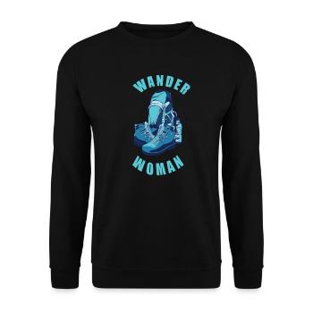 Wanderwoman Woman Hiking Backpack Bagpack Gift - Unisex Sweatshirt - black - Front - Alina (178cm) & Michal (187cm)