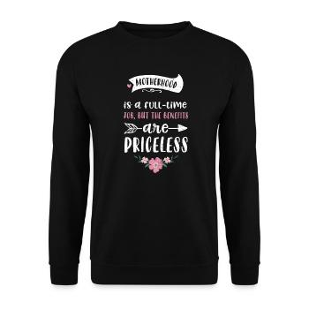 Motherhood is a full-time job, b... - Unisex Pullover - Schwarz - Vorne - Alina (178cm) & Michal (187cm)
