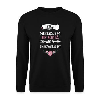Eine Mutter ist ein Schatz, der... - Unisex Pullover - Schwarz - Vorne - Alina (178cm) & Michal (187cm)