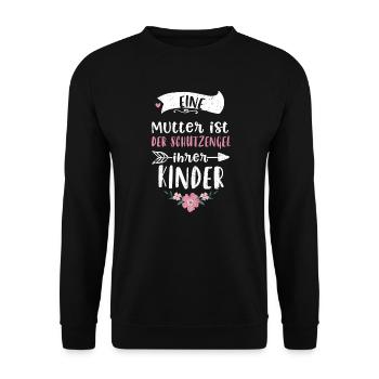 Eine Mutter ist der Schutzengel... - Unisex Pullover - Schwarz - Vorne - Alina (178cm) & Michal (187cm)