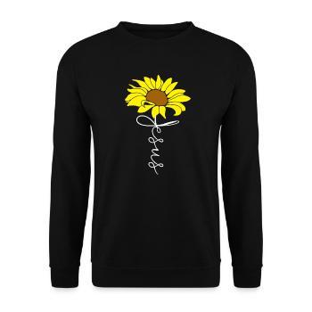 Sonnenblume Kreuz Jesus Design für christliche - Unisex Pullover - Schwarz - Vorne - Alina (178cm) & Michal (187cm)