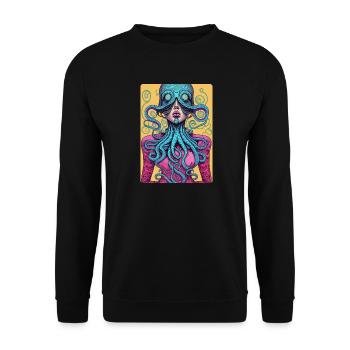 Mystisches und mysteriöses Pink Halb Frau, halb Okto - Unisex Pullover - Schwarz - Vorne - Alina (178cm) & Michal (187cm)