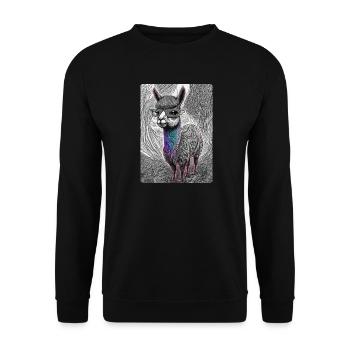 Black and White Llama with Glasses - Unisex Sweatshirt - black - Front - Alina (178cm) & Michal (187cm)
