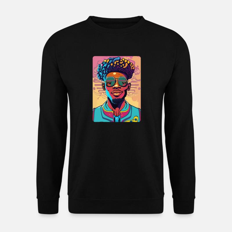 Cool Afro Man with Glasses - Unisex Sweatshirt - black