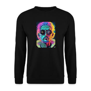 Mysterious Futuristic Man with Glasses - Unisex Sweatshirt - black - Front - Alina (178cm) & Michal (187cm)