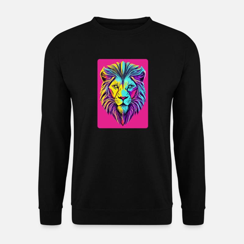 Funky and Psychedelic Lion's Face - Unisex Sweatshirt - black