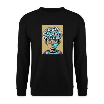 Enfant psychédélique mystérieux à grosse tête - Sweat-shirt Unisexe - noir - Devant - Alina (178cm) & Michal (187cm)