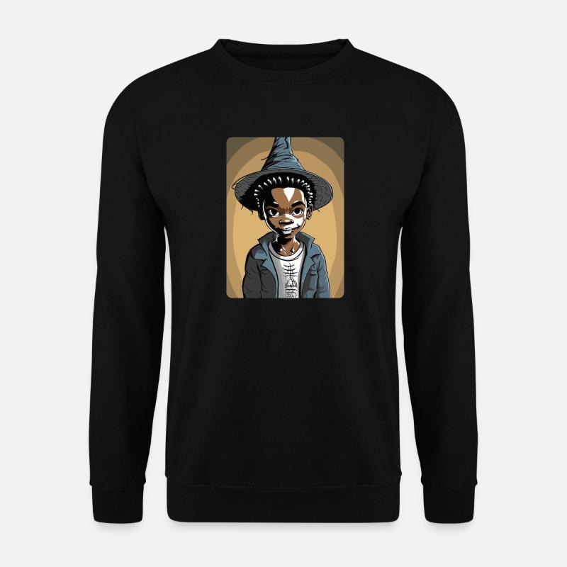 Gruseliges Kind mit Hexenhut - Unisex Pullover - Schwarz