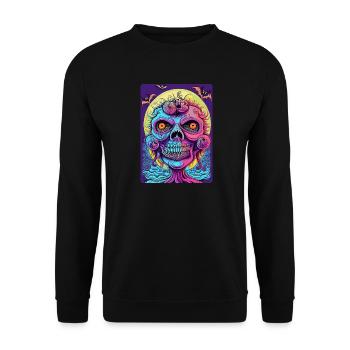 Scary Colored Zombie Witch Face - Unisex Sweatshirt - black - Front - Alina (178cm) & Michal (187cm)