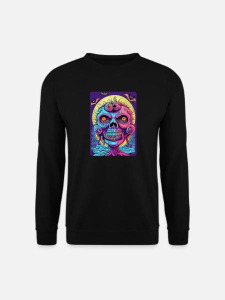 Gruseliges farbiges Zombie-Hexengesicht - Unisex Pullover - Schwarz