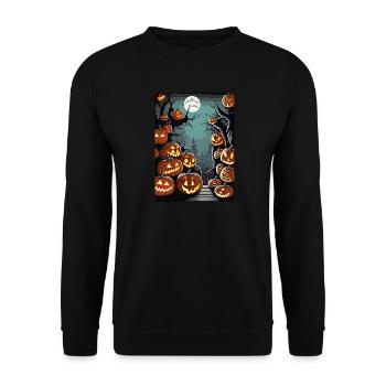 Cimetière effrayant avec de nombreuses citrouilles d’Halloween - Sweat-shirt Unisexe - noir - Devant - Alina (178cm) & Michal (187cm)