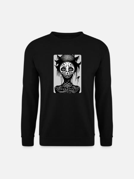 Scary Black and White Masked Skull Face - Unisex Sweatshirt - black