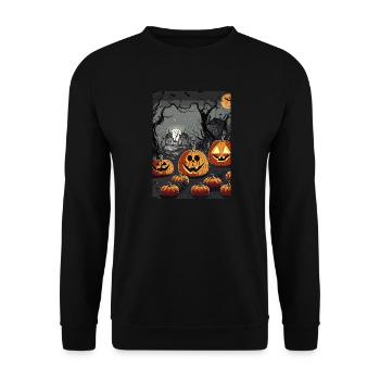 Cimetière effrayant avec des citrouilles d’Halloween - Sweat-shirt Unisexe - noir - Devant - Alina (178cm) & Michal (187cm)