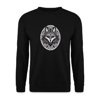 Renard Mandala Dessin Complexe Nature Sauvage - Sweat-shirt Unisexe - noir - Devant - Alina (178cm) & Michal (187cm)