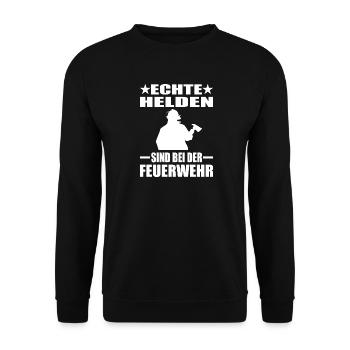 Feuerwehr - Unisex Pullover - Schwarz - Vorne - Alina (178cm) & Michal (187cm)