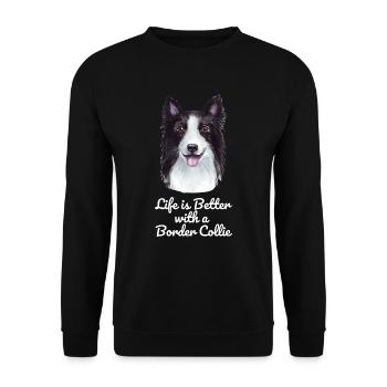 Border Collie - Unisex Pullover - Schwarz - Vorne - Alina (178cm) & Michal (187cm)