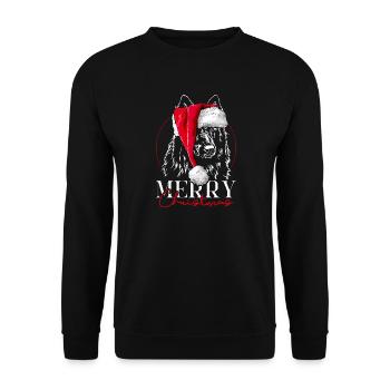 Santa GROENENDAEL Joyeux Noël Chiens Wilsigns - Sweat-shirt Unisexe - noir - Devant - Alina (178cm) & Michal (187cm)