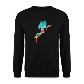 Tiefseetaucher und Taucher PopArt - Unisex Pullover - Schwarz - Vorne - Alina (178cm) & Michal (187cm)