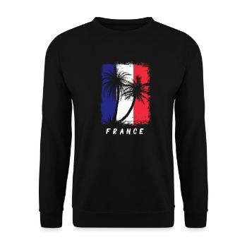 Frankreich Flagge Used Look Französische Fahne - Unisex Pullover - Schwarz - Vorne - Alina (178cm) & Michal (187cm)