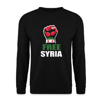 Free Syria Freies Syrien Hand Frauen - Unisex Pullover - Schwarz - Vorne - Alina (178cm) & Michal (187cm)
