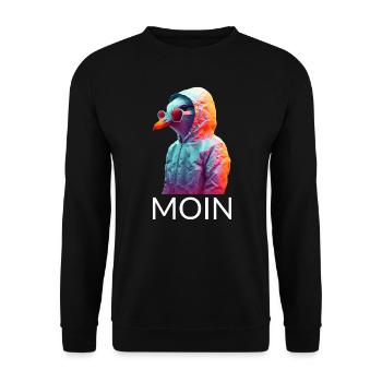 Möwe mit Sonnenbrille Moin Coole Möwen Seevogel - Unisex Pullover - Schwarz - Vorne - Alina (178cm) & Michal (187cm)
