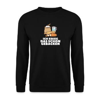 Ich krieg das schon gebacken! - Unisex Pullover - Schwarz - Vorne - Alina (178cm) & Michal (187cm)