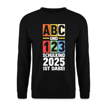 Kita Abschied Erste Klasse Einschulung 2025 - Unisex Pullover - Schwarz - Vorne - Alina (178cm) & Michal (187cm)