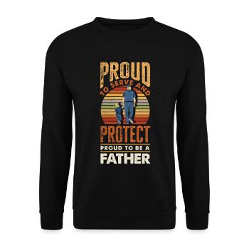 Proud to Protect Father's Day Design for Policeman - Unisex Pullover - Schwarz - Vorne - Alina (178cm) & Michal (187cm)