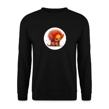 Tier Löwe fantasy und niedlich - Unisex Pullover - Schwarz - Vorne - Alina (178cm) & Michal (187cm)