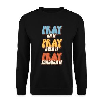 Walk by Faith Christian Verses Jesus Cross - Unisex Sweatshirt - black - Front - Alina (178cm) & Michal (187cm)