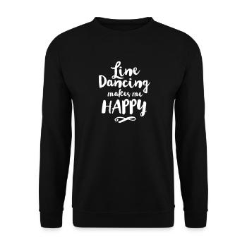 LINE DANCING MAKES ME HAPPY - Unisex Pullover - Schwarz - Vorne - Alina (178cm) & Michal (187cm)