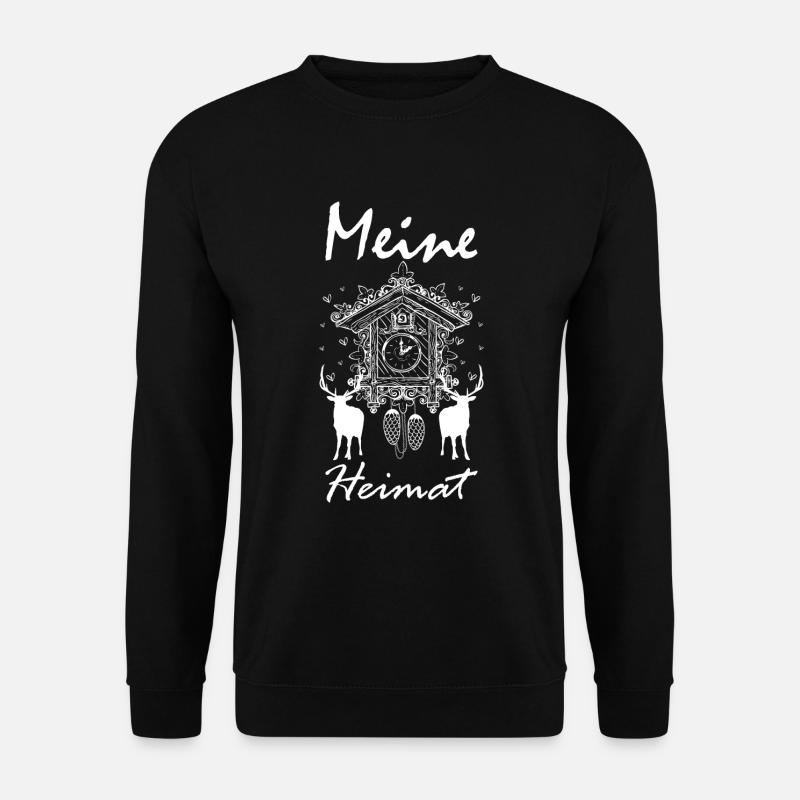 Meine Heimat Hirsch Kuckucksuhr - Unisex Pullover - Schwarz