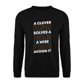 Problem The solution Motto - Unisex Sweatshirt - black - Front - Alina (178cm) & Michal (187cm)