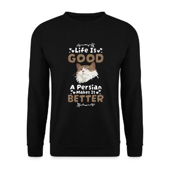 Perser Katze Haustier Liebe Katzenmama - Unisex Pullover - Schwarz - Vorne - Alina (178cm) & Michal (187cm)