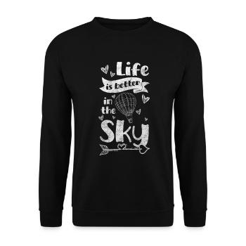 Hot Air Balloon Flying Exciting Blue - Unisex Sweatshirt - black - Front - Alina (178cm) & Michal (187cm)