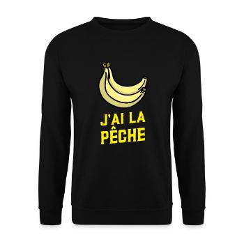 J'ai la pêche banane jaune humour fruits - Sweat-shirt Unisexe - noir - Devant - Alina (178cm) & Michal (187cm)
