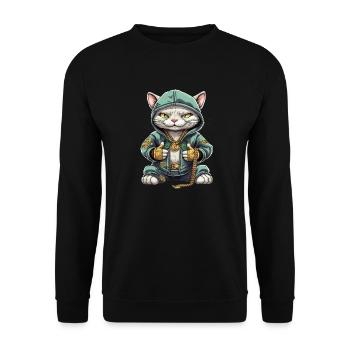 Cute Hip Hop Cat - Unisex Sweatshirt - black - Front - Alina (178cm) & Michal (187cm)