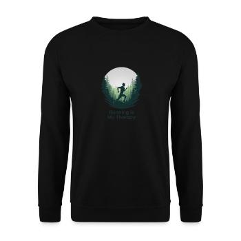 La course à pied est ma thérapie – Courir dans la nature - Sweat-shirt Unisexe - noir - Devant - Alina (178cm) & Michal (187cm)