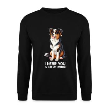 Australischer Schäferhund - Unisex Pullover - Schwarz - Vorne - Alina (178cm) & Michal (187cm)