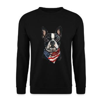 Boston Terrier - Unisex Pullover - Schwarz - Vorne - Alina (178cm) & Michal (187cm)