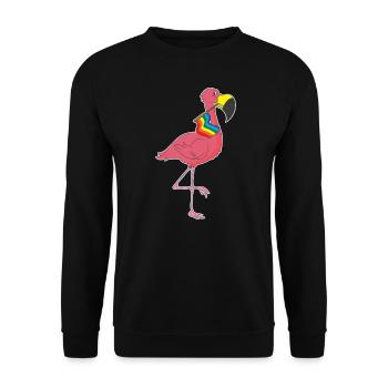 LGBT Flamingo Rainbow Gay Lesbian Pride Holiday - Unisex Sweatshirt - black - Front - Alina (178cm) & Michal (187cm)