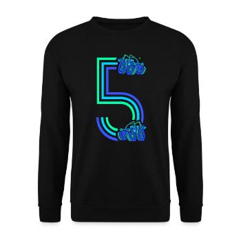 5. Geburtstag Rennauto 5 Jahre alt Rennwagen - Unisex Pullover - Schwarz - Vorne - Alina (178cm) & Michal (187cm)