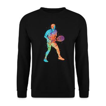 Tennisspieler Bunt Tennistrainer Jungen Tennis - Unisex Pullover - Schwarz - Vorne - Alina (178cm) & Michal (187cm)