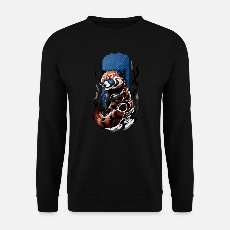 Rätselhafte Ausstrahlung: Roter Panda mit blauen Augen - Unisex Pullover - Schwarz