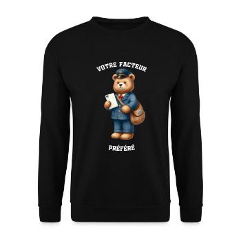 Ourson Facteur préféré - Métiers de la poste - Sweat-shirt Unisexe - noir - Devant - Alina (178cm) & Michal (187cm)