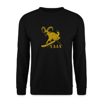 Laax Graubünden Steinbock Snowboard Switzerland - Unisex Sweatshirt - black - Front - Alina (178cm) & Michal (187cm)