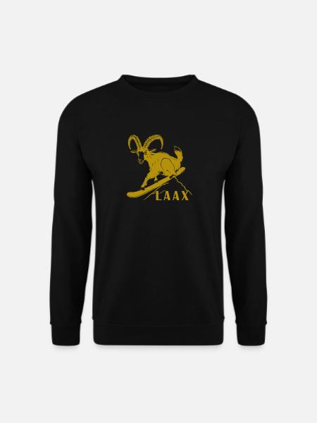 Laax Graubünden Steinbock Snowboard Schweiz - Unisex Pullover - Schwarz